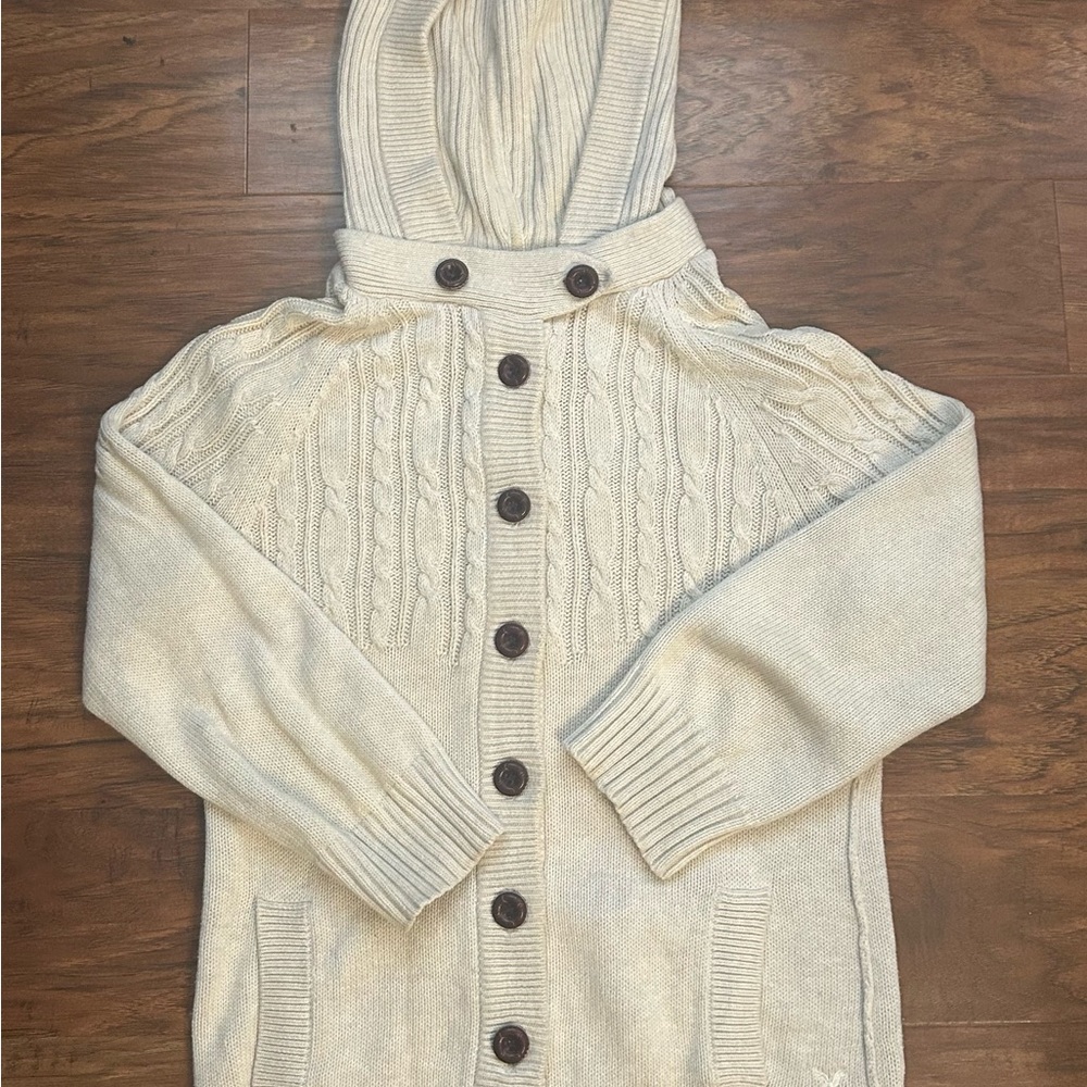 Y2K Vintage American Eagle Outfitters Women’s Beige Button-Up Cardigan, Size S